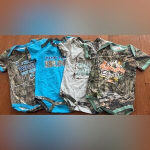 Mossy Oak Short-Sleeve Kids Bodysuit Set - Blue, Gray, Green, Brown